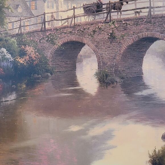 HOMETOWN BRIDGE, HOMETOWN MEMORIES V BY THOMAS KINKADE FRAMED AND SIGNED PRINT - Picture 5 of 11